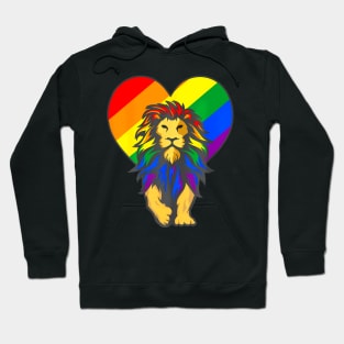 Gay Pride Lion Lgbt Q Cool Animal Rainbow Flag Color Ally Hoodie